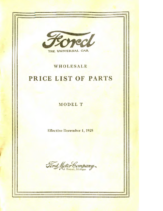 1925 Ford Wholesale Parts List (Dec)