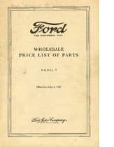 1927 Ford Wholesale Parts List (Jul)