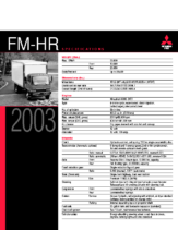 2003 Mitsubishi Fuso FM-HR Specs