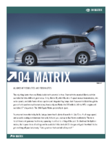 2004 Toyota Matrix Specs